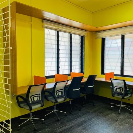 The open floor at Venture Nest, desks set for shared working.